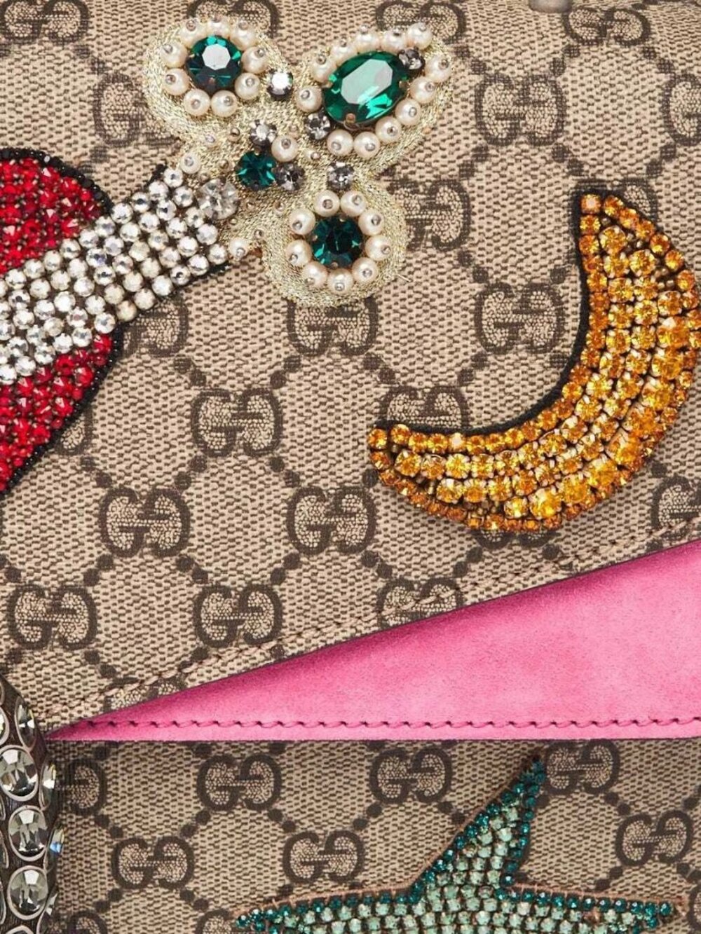 Gucci Beige GG Supreme Canvas Embroidered Sequin Medium Dionysus Shoulder Bag - Picture 6 of 12